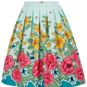 Women Pleated Vintage Skirts Floral Print